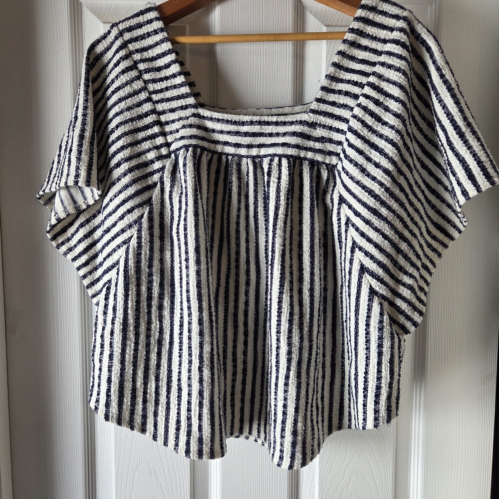 Madewell Striped Navy and White Blouse